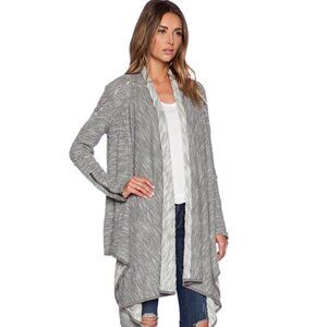 Free People In The Loop Open Cardigan Asymmetrical Hem Zipped Sleeve Gray XS